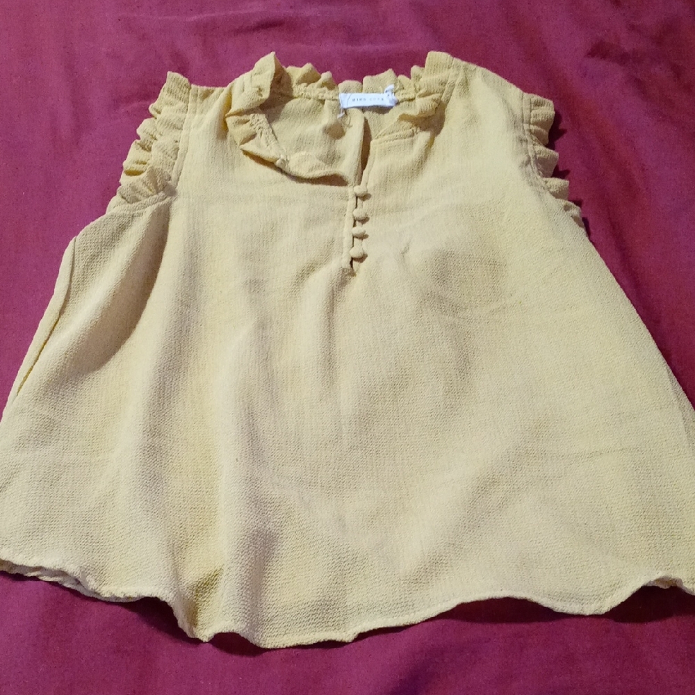 Mind Code Yellow Ruffle Blouse